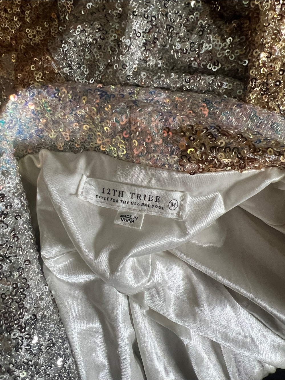 12th Tribe Genevieve Ivory Multi Sequin Blazer Jacket - Picture 6 of 6